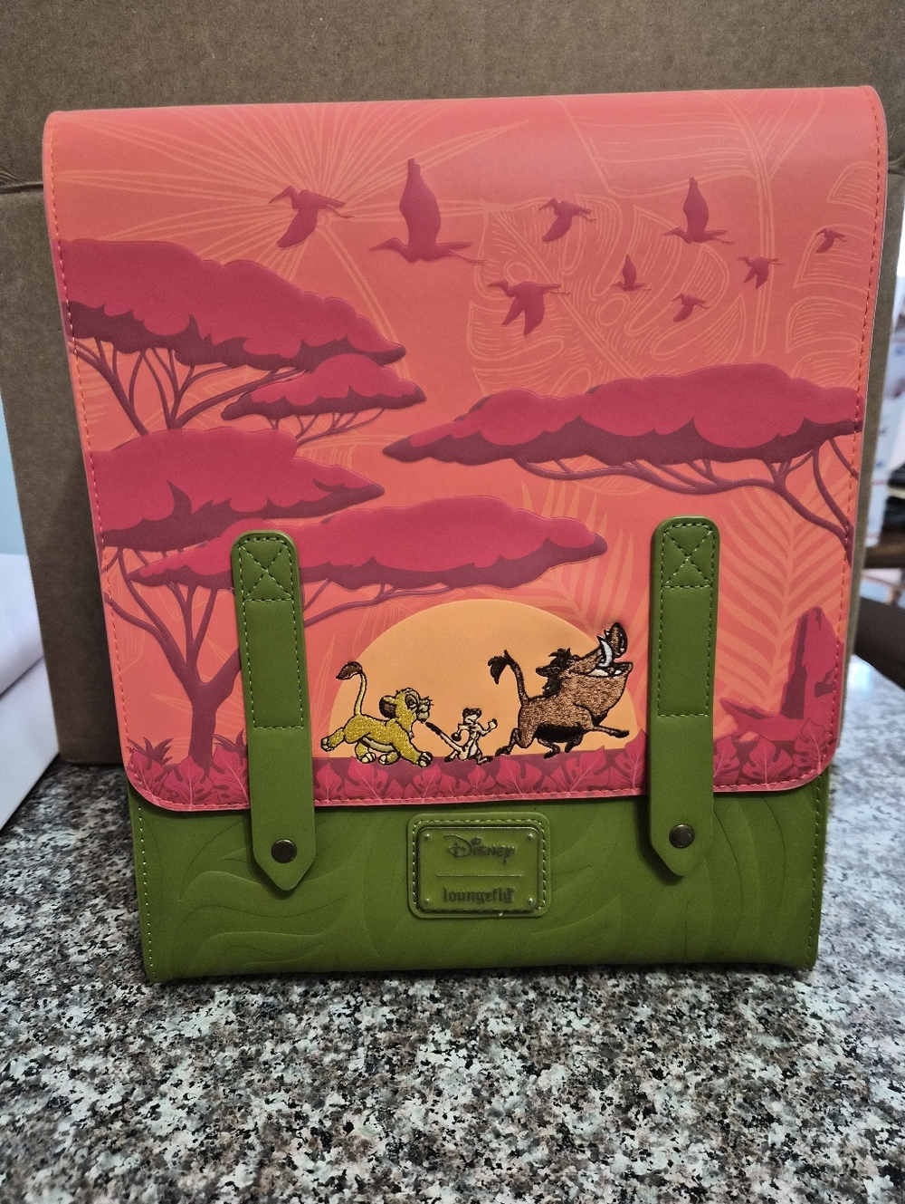 Loungefly Pink Coral and Green Lion King Scene Crossbody Bag